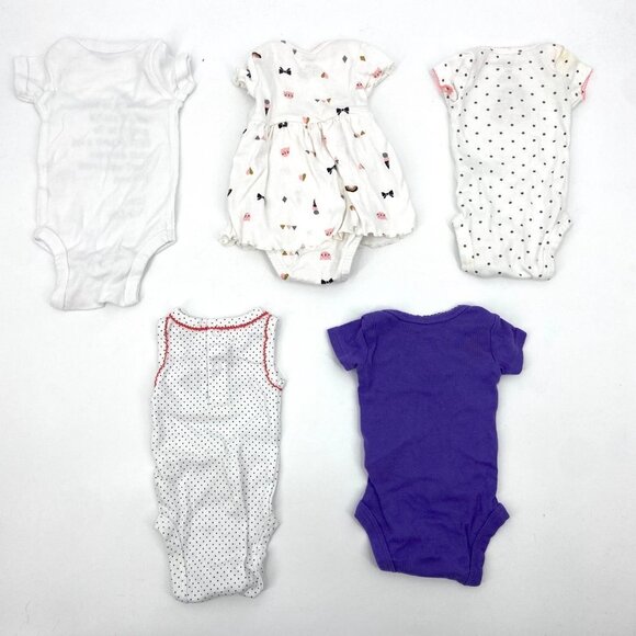 NEWBORN Set of 5 Baby Girl Onesies Random Brands - Picture 2 of 2